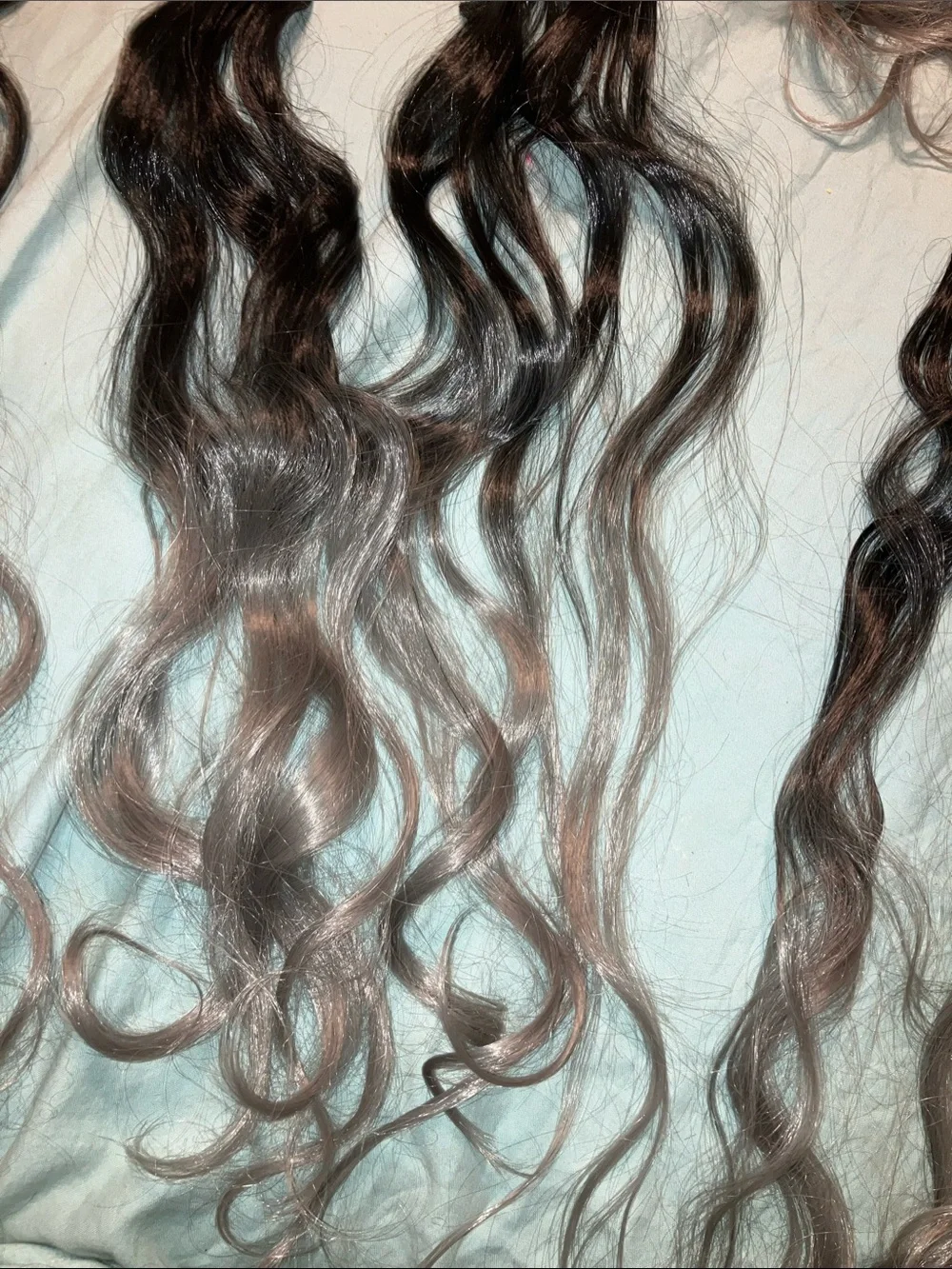 22” Wavy Ombré Clip-In Hair Extensions in Dark Brown with Ash Blonde Highlights